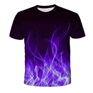 Black Shirt With Purple Flame Pattern